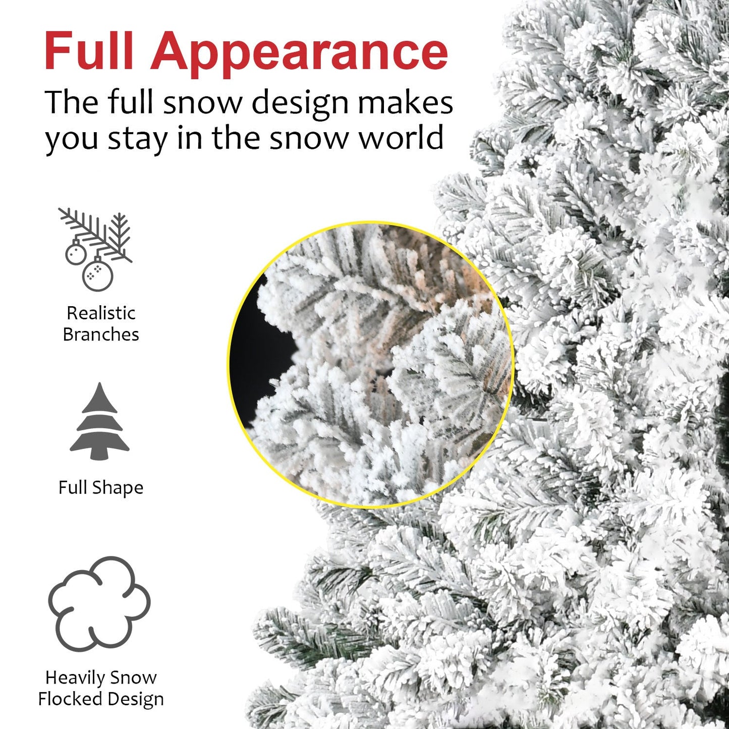 6FT Flocked Christmas Tree – Artificial Snowy Holiday Tree with 678