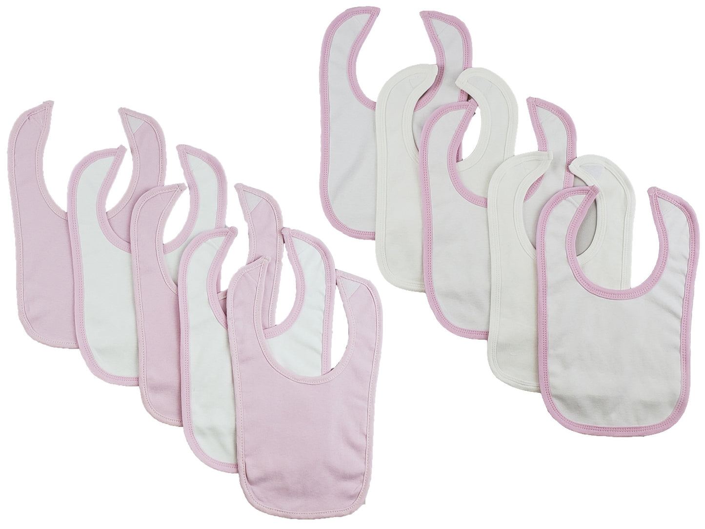 Pink and White Baby Bibs - pack of 10