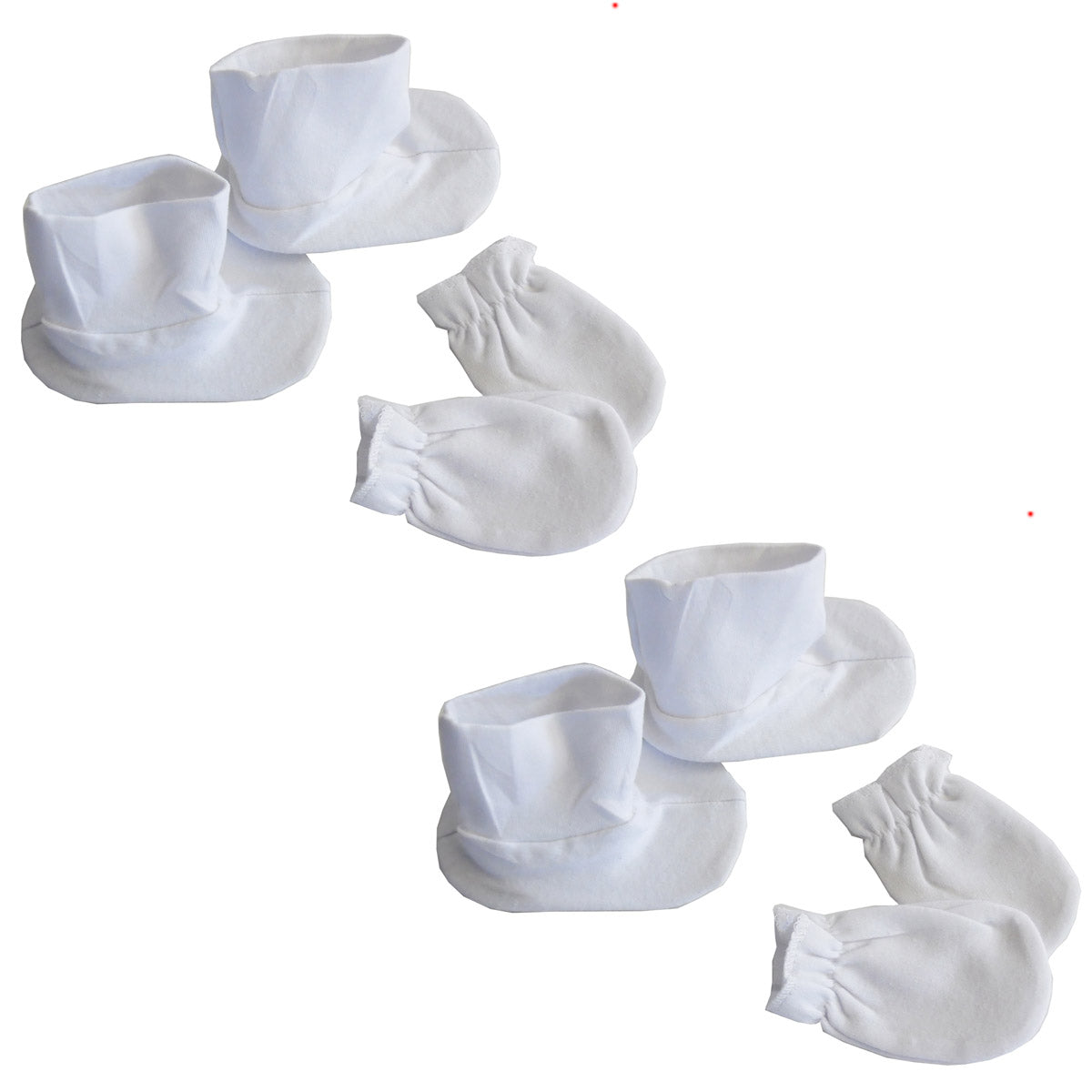 Bambini Baby/Newborn/Infant Booties & Mitten Set White (Pack of 2) 100% Cotton
