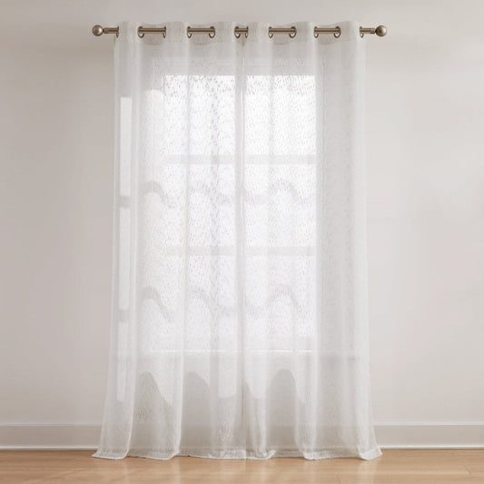 Aileen Textured Raindrop Sheer Window Curtain Panels