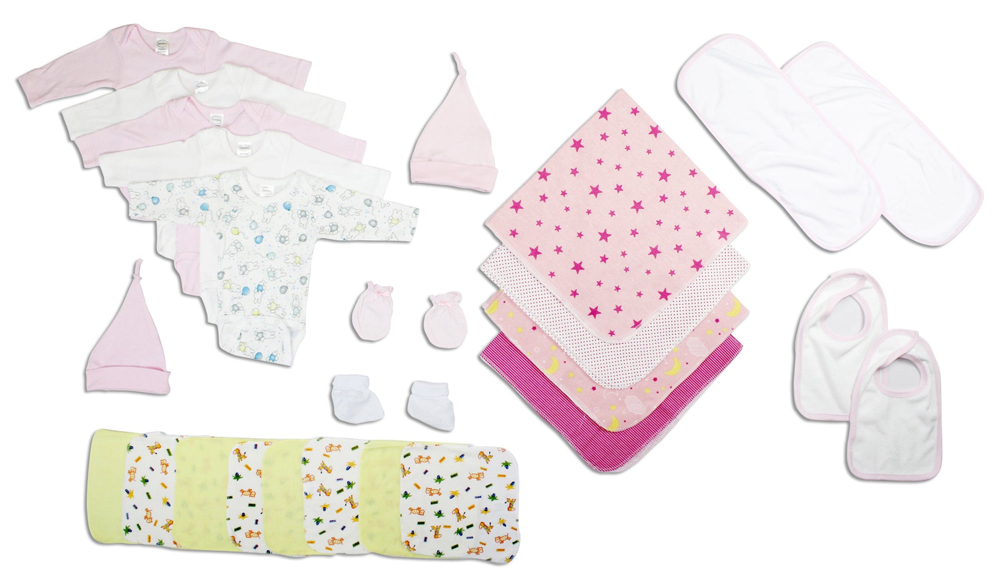 Newborn Baby Girls 17 Piece - Essentials Set - Layette Baby Shower Gift