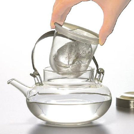 Hario elegant sake cooler with glass ice pouch. Keeps sake perfectly chilled without dilution. Stainless steel accents. Made in Japan.