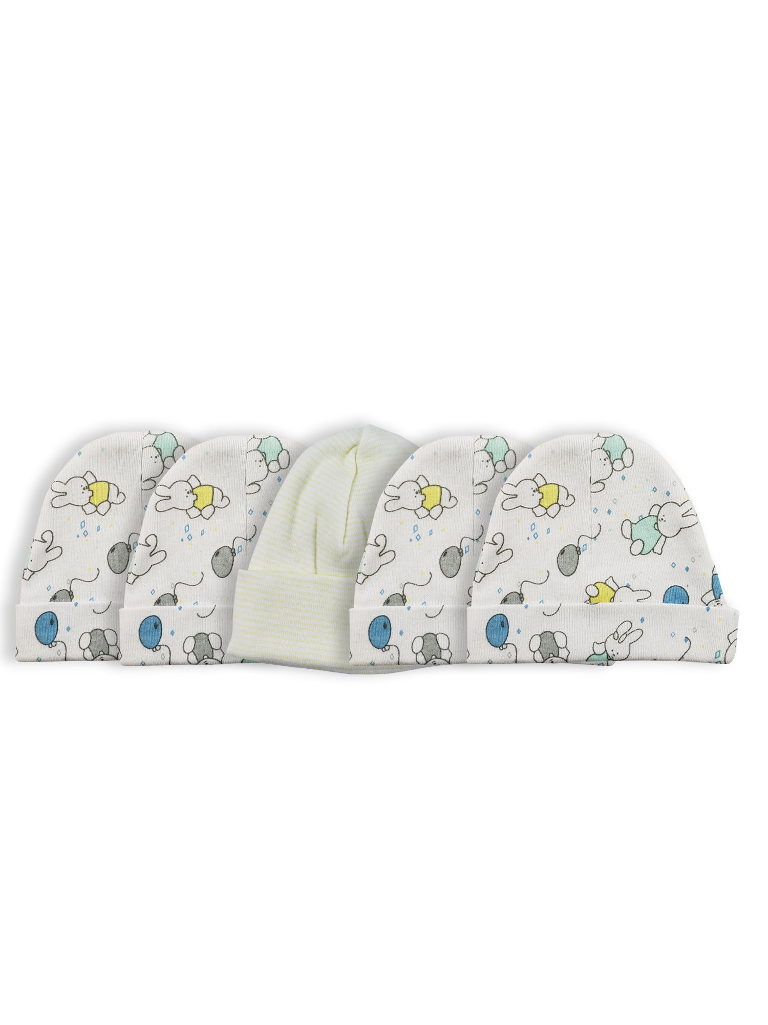 Bambini 100% Cotton Baby Cap (Pack of 5) Newborn Hat Set