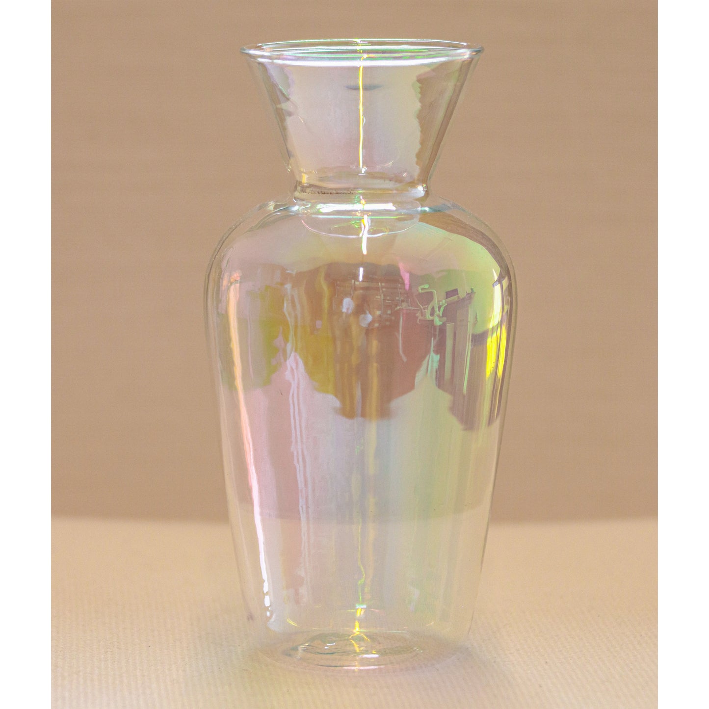 Rainbow prism iridescent glass vase