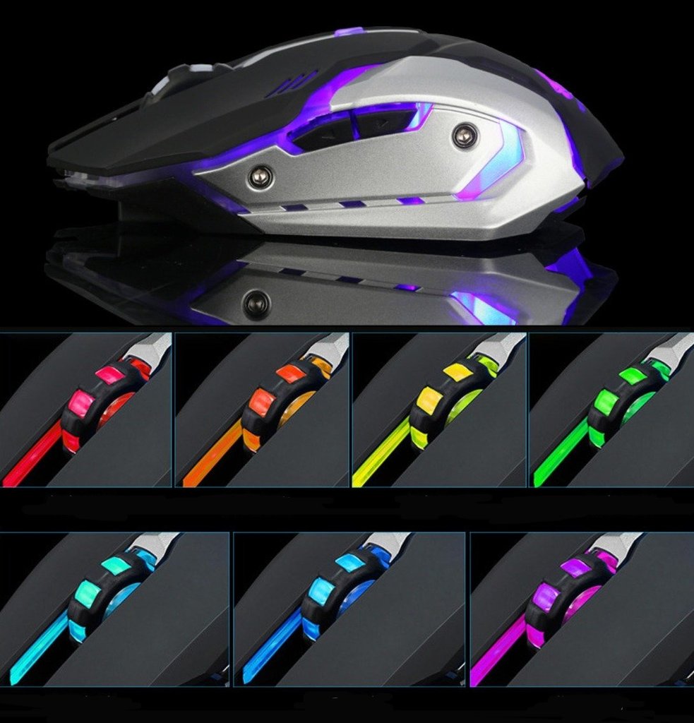 Ninja Dragon Stealth 7 Wireless, Rechargeable, Silent LED Gaming USB Ergonomic Mouse X7