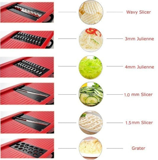 Stainless Steel 6 Blades Vegetable Slicer / Mandoline