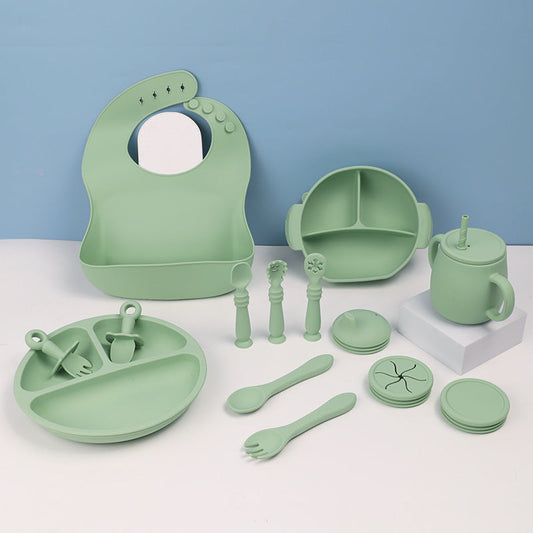 Silicone Children's Tableware Set Baby Feeding Solid Food Tableware