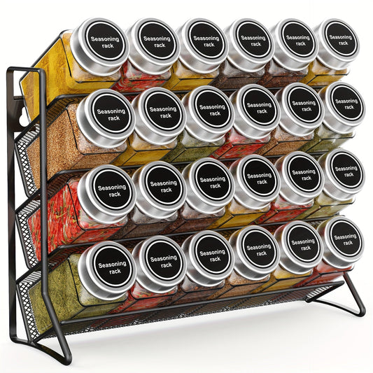 4-Tier Spice Rack Organizer with Multifunctional Jars