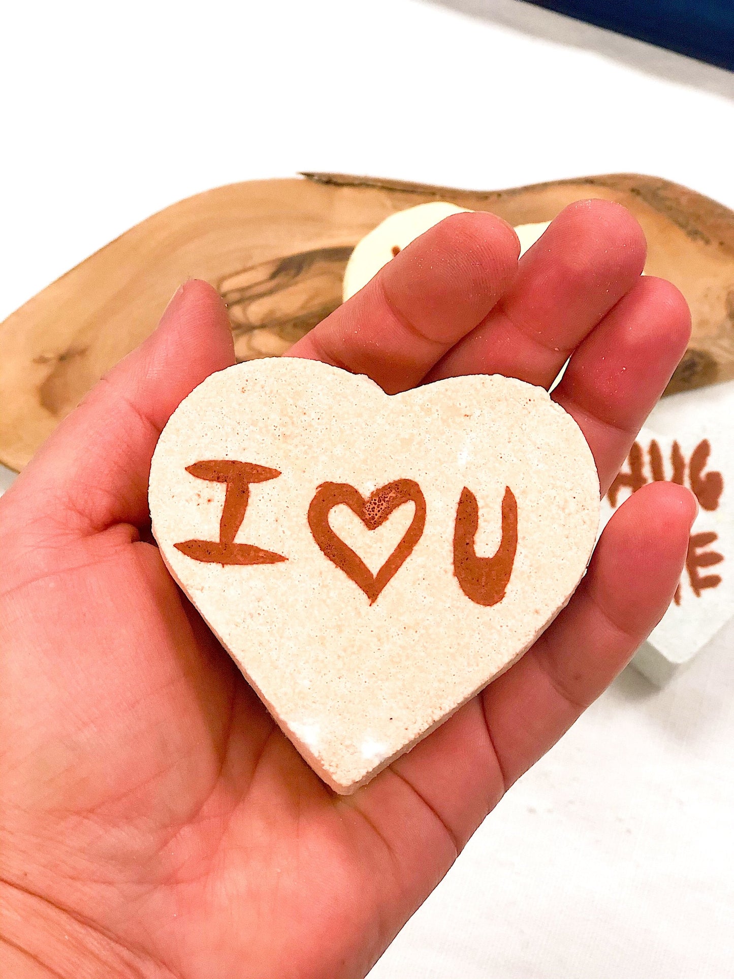 Organic bath bomb for Valentine's Day / conversation hearts / By Butter Me Up Organics