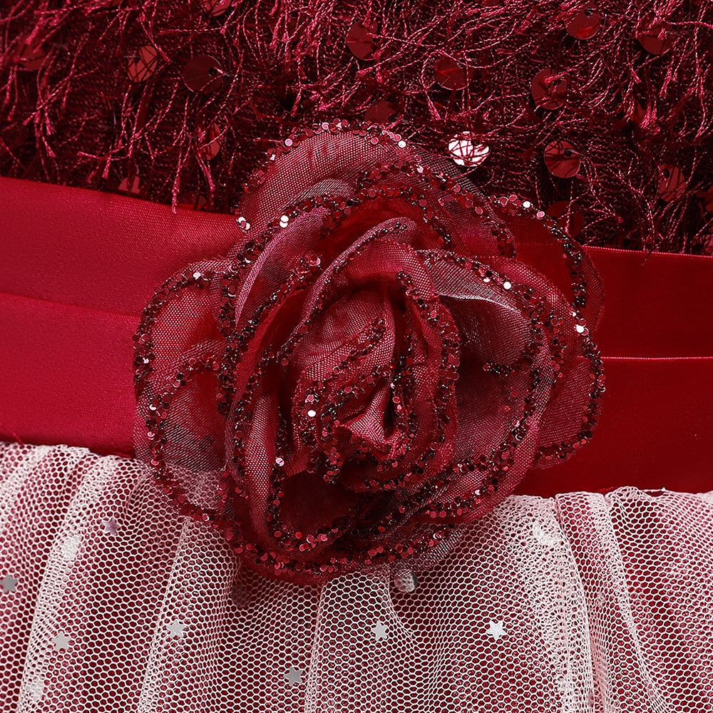 Toddler and Girls Sequins Patched Pattern Floral Tutu Princess Starry Sky