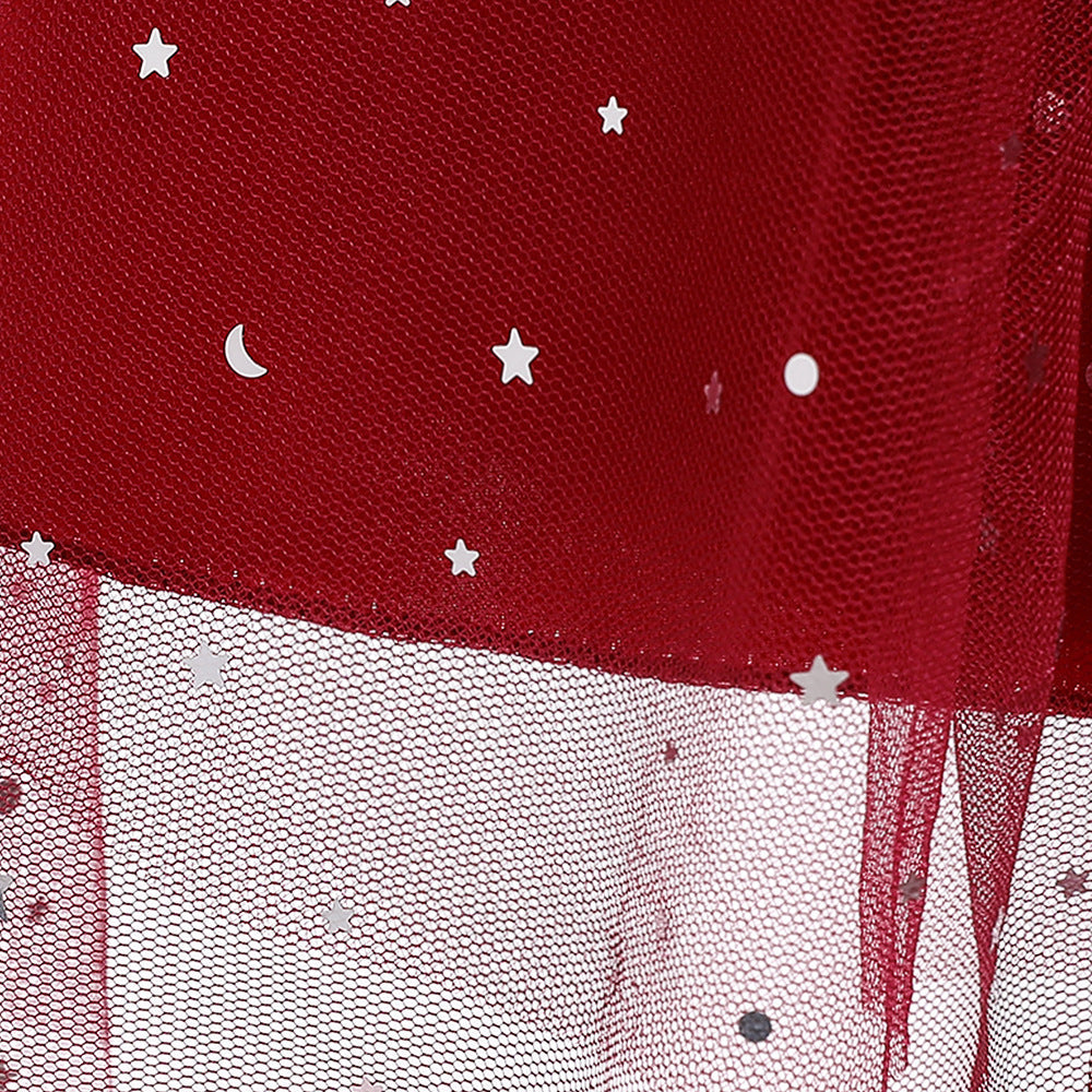 Toddler and Girls Sequins Patched Pattern Floral Tutu Princess Starry Sky