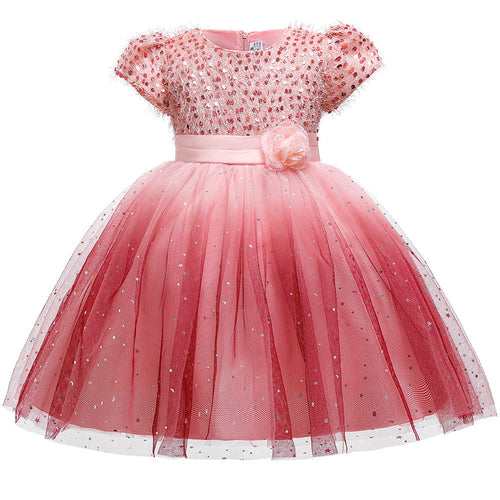 Toddler and Girls Sequins Patched Pattern Floral Tutu Princess Starry Sky