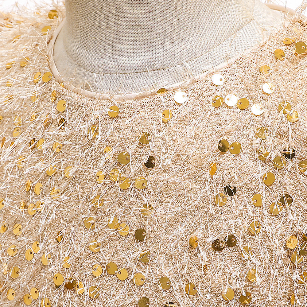 Toddler and Girls Sequins Patched Pattern Floral Tutu Princess Starry Sky