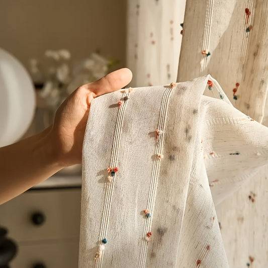 Vintage Linen Rainbow Sugar Bean Sheer Curtain  LightFiltering