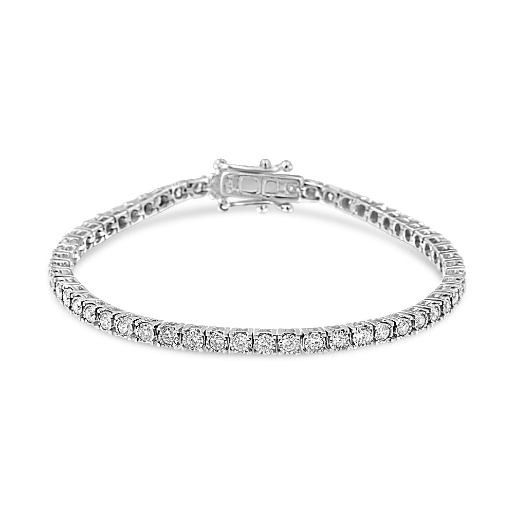 Haus of Brilliance - 14K White Gold 2.0 Cttw Miracle Set Round-Cut Lab Grown Diamond Tennis Bracelet