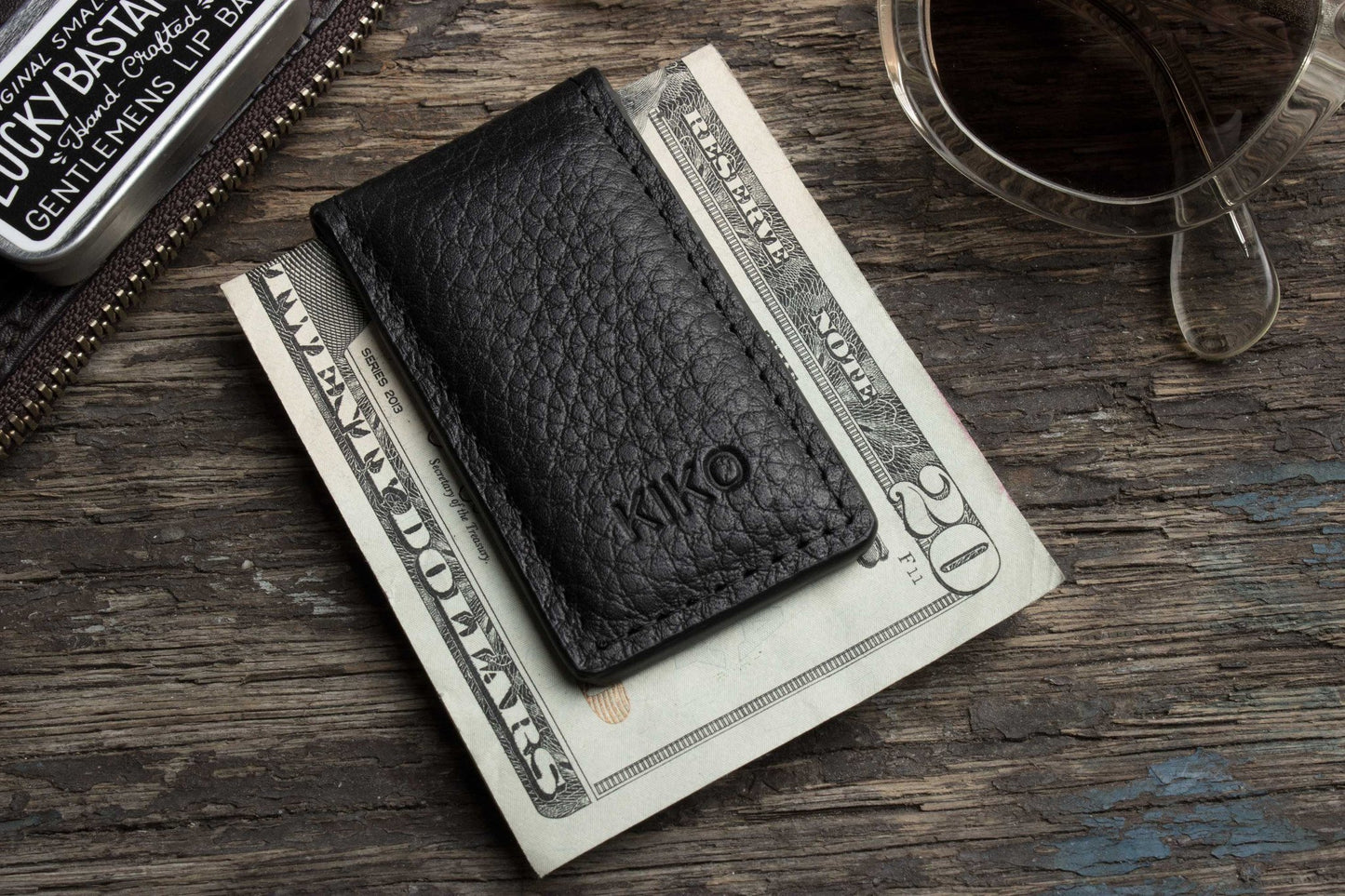 Compact Magnetic Money Clip - Cowhide