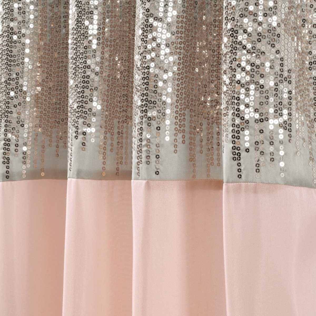 Curtain with sequin top and plain bottom