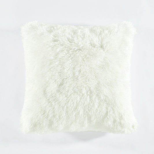 Luxurious Emma faux fur decorative pillow cover by LushDecor. Soft, elegant throw pillow perfect for sofas and beds. White