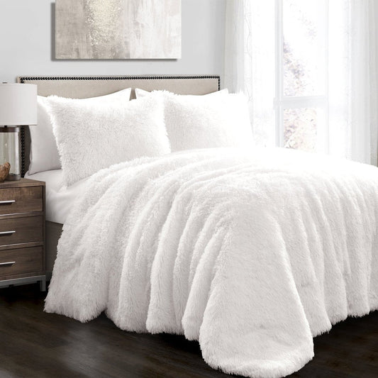 Ultra-soft faux fur comforter set by LushDecor. Complete bedding set with comforter & shams. Machine washable luxury. 7 lbs, timeless style, all-season comfort.