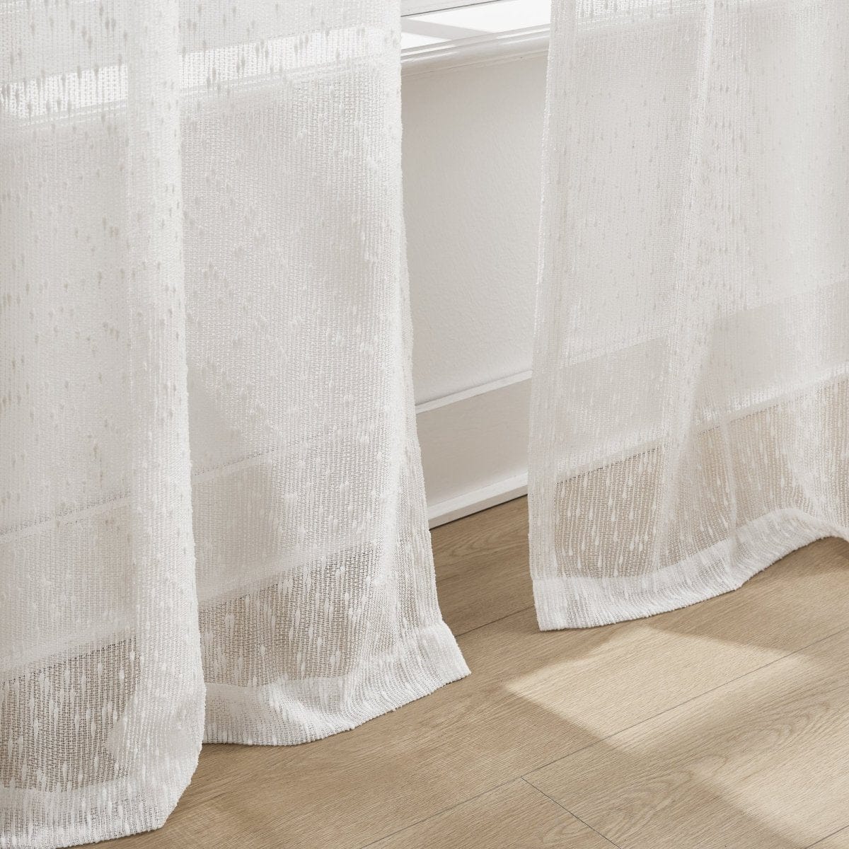 Aileen Textured Raindrop Sheer Window Curtain Panels