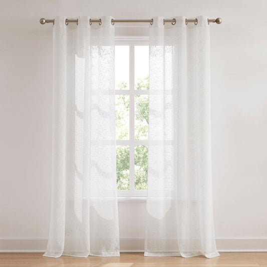 Aileen Textured Raindrop Sheer Window Curtain Panels