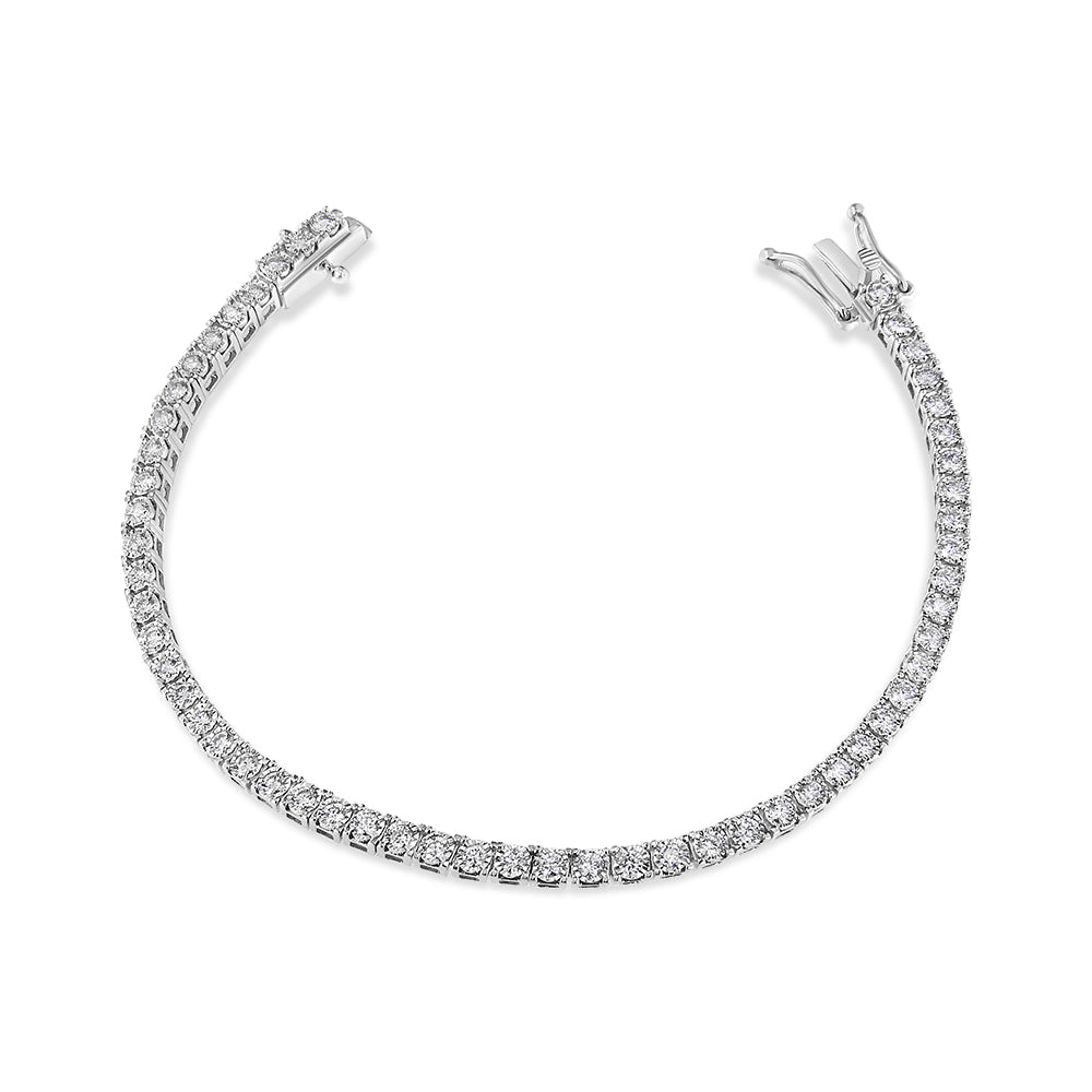Haus of Brilliance - 14K White Gold 2.0 Cttw Miracle Set Round-Cut Lab Grown Diamond Tennis Bracelet