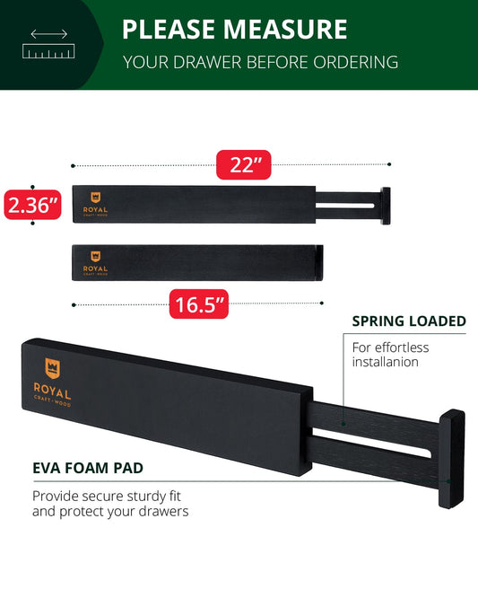 Drawer Dividers 22”, Black