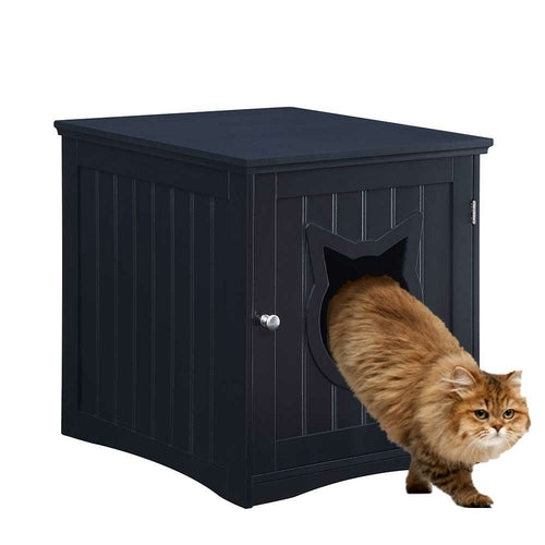 Wooden Cat House Side Table, Nightstand Pet House, Litter Box Enclosure - Hidden Litterbox