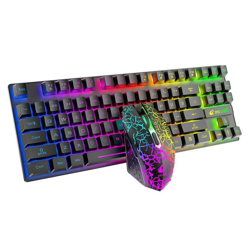 87 Keys RGB Lighting Wireless Mechanical Gaming Keyboard and Mouse Set_0