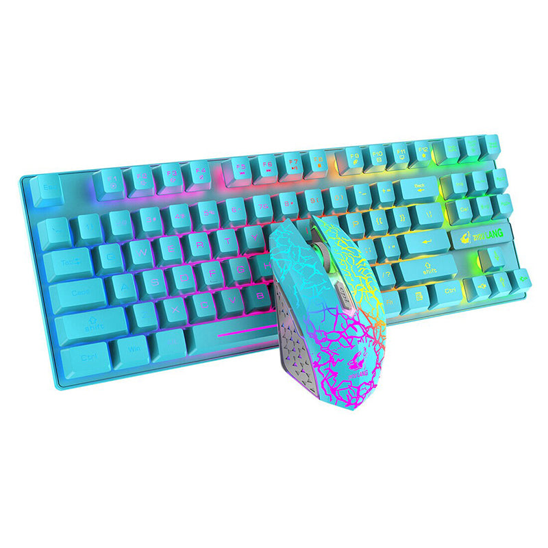 87 Keys RGB Lighting Wireless Mechanical Gaming Keyboard and Mouse Set_1