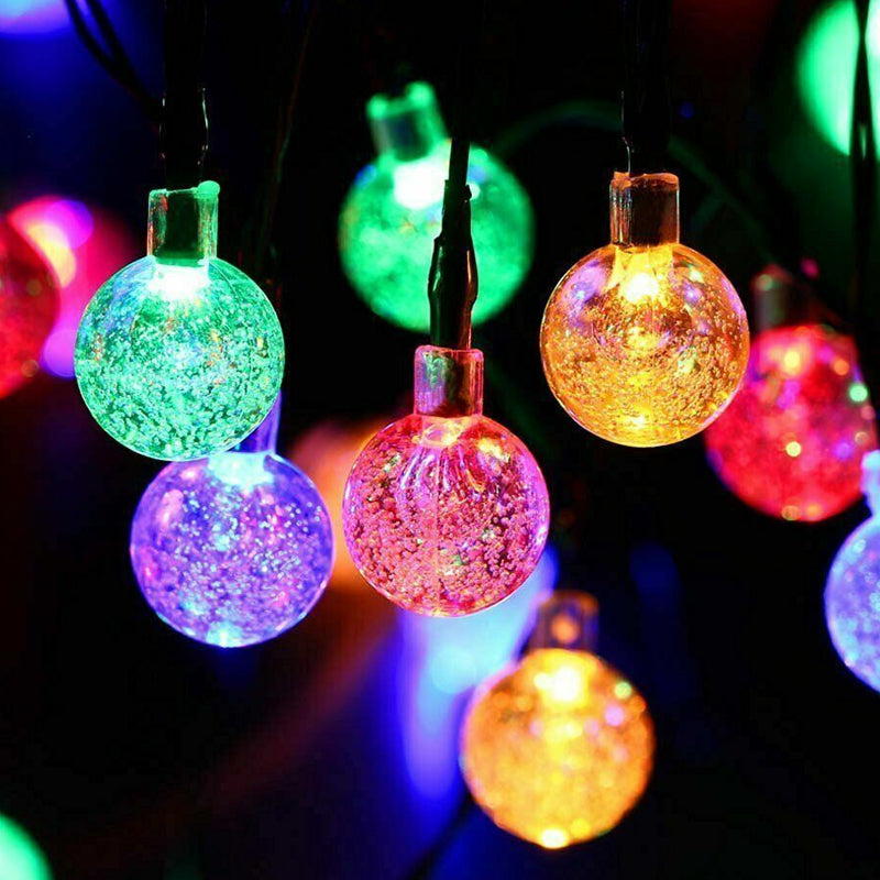 60 LED Outdoor Colorful Globe String Fairy LED Lights- Solar Powered_9