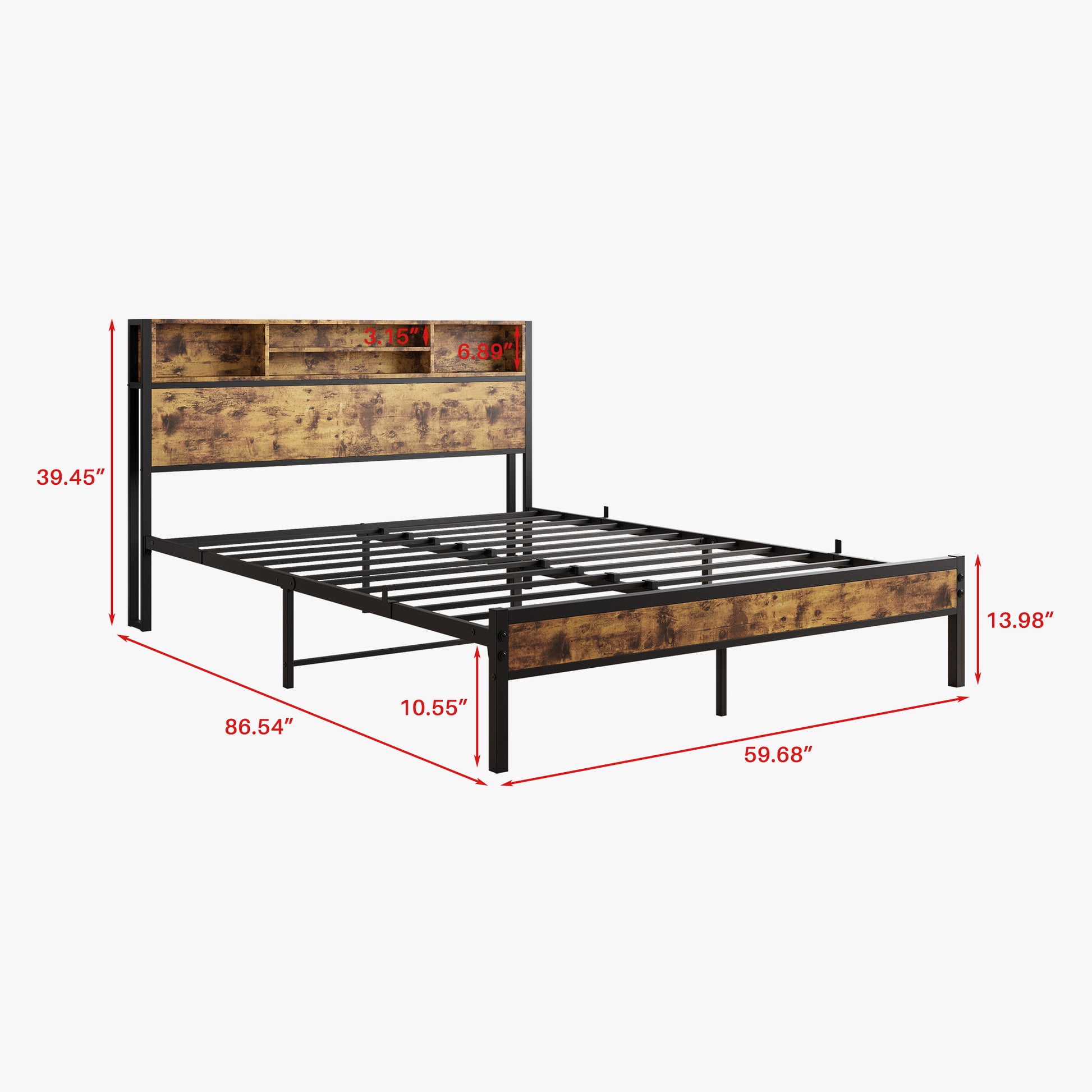 Queen-Sized Quick Assembly Bedframe with Charging Station and Storage_5