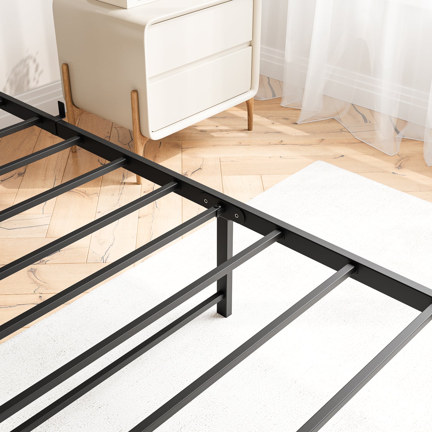 Queen-Sized Quick Assembly Bedframe with Charging Station and Storage_3