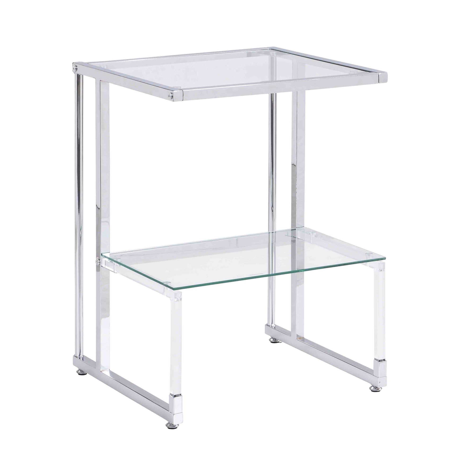 L-Shape 2-Tier Acrylic Glass End Table for Living Room&Bedroom_4