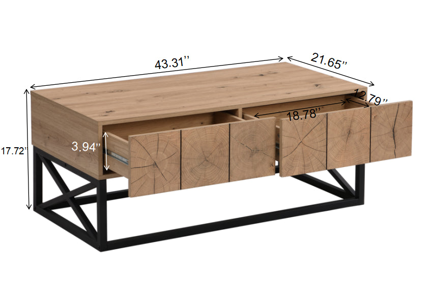 43.31'' Coffee Table with Two Drawers for Living Room_9