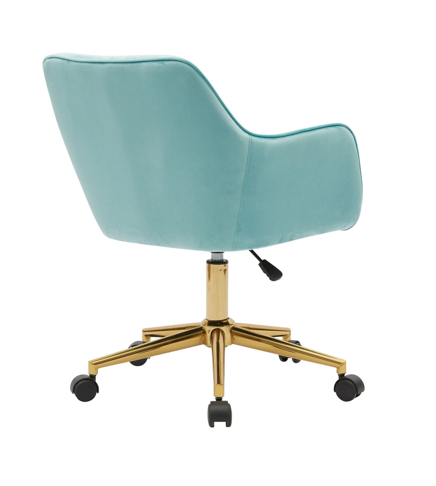 360° Revolving Modern Design Velvet Home and Office Chair with Metal Legs- Light Blue_6