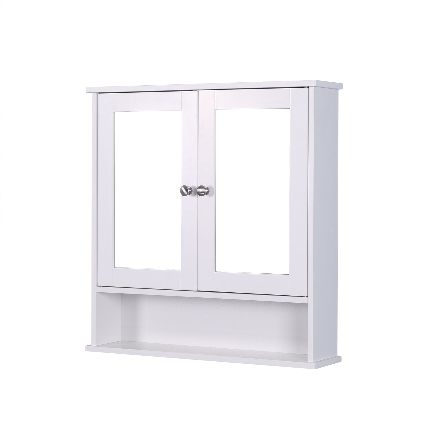 Wall Mounted Bathroom Cabinet with 2 Mirror Doors and Adjustable Shelf- White_6