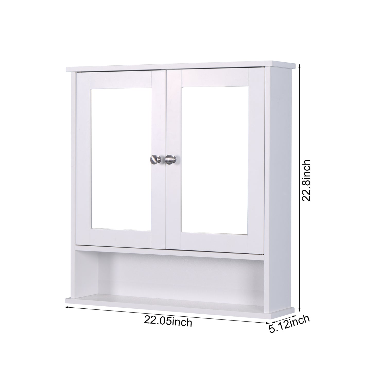 Wall Mounted Bathroom Cabinet with 2 Mirror Doors and Adjustable Shelf- White_7