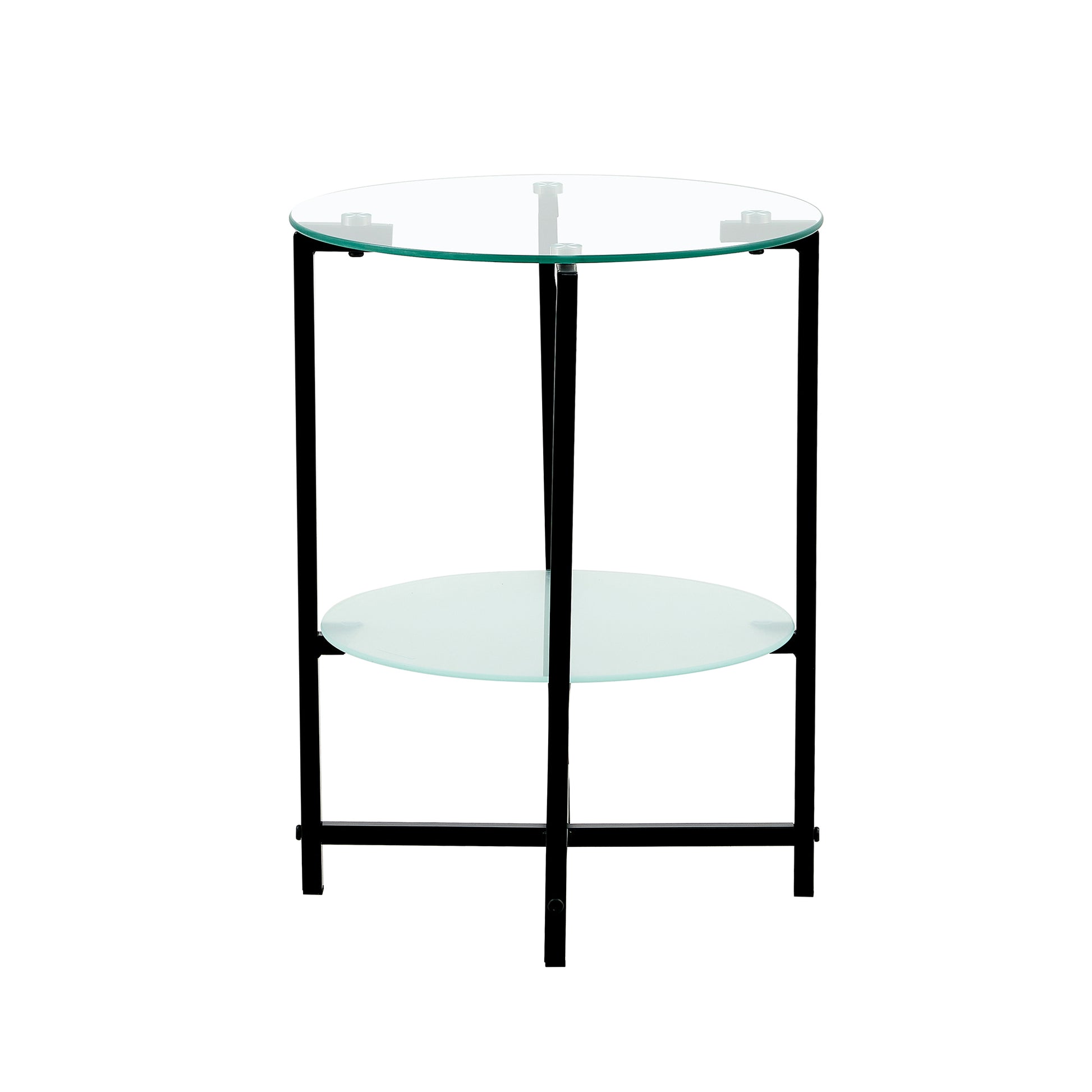 2 Layer Tempered Glass Round Coffee End Table for Home and Office_6