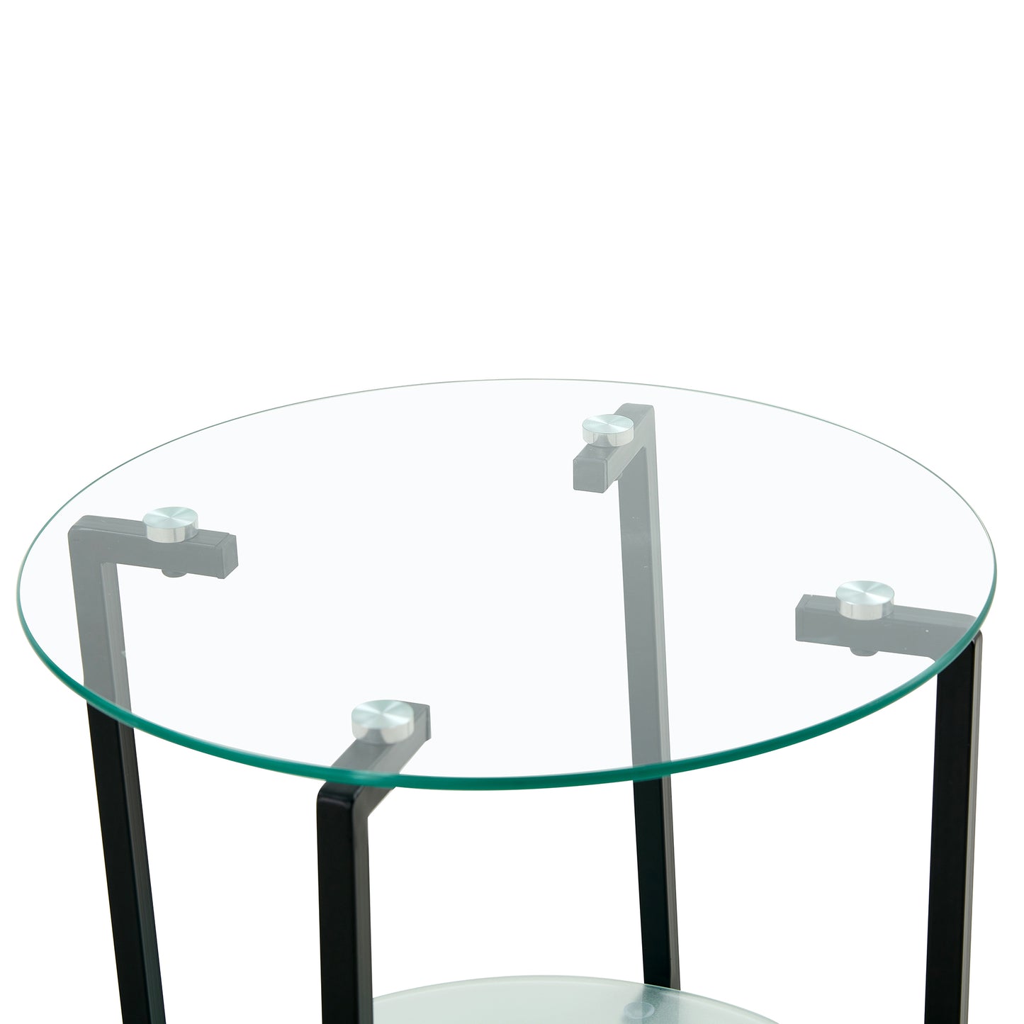 2 Layer Tempered Glass Round Coffee End Table for Home and Office_10