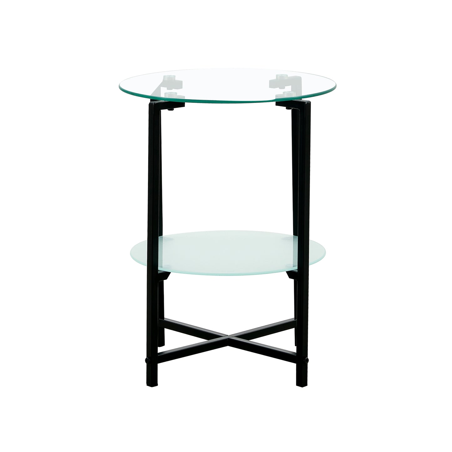 2 Layer Tempered Glass Round Coffee End Table for Home and Office_5