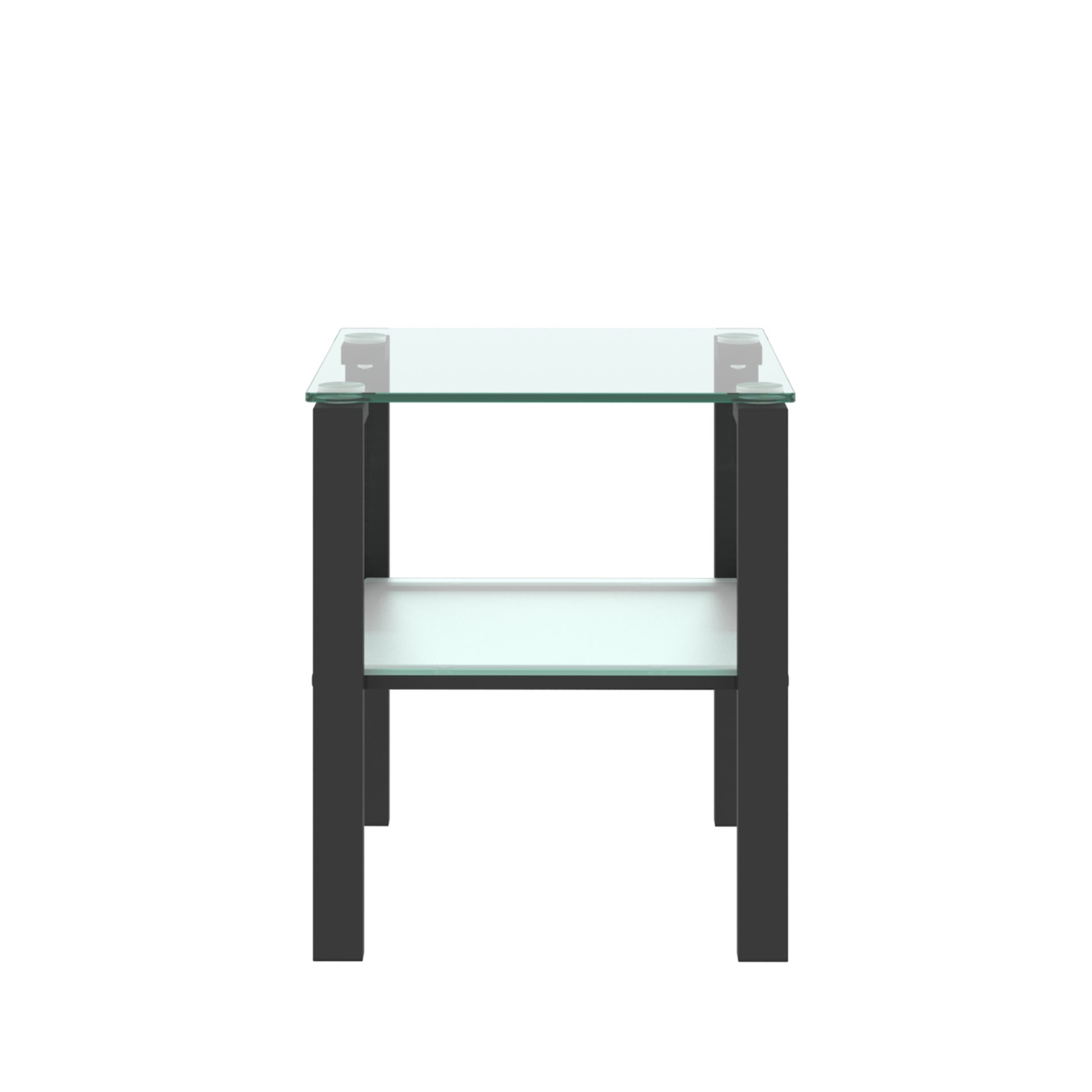 Two Layered Tempered Glass Small Bedroom Corner Home Tea Table- Black_11