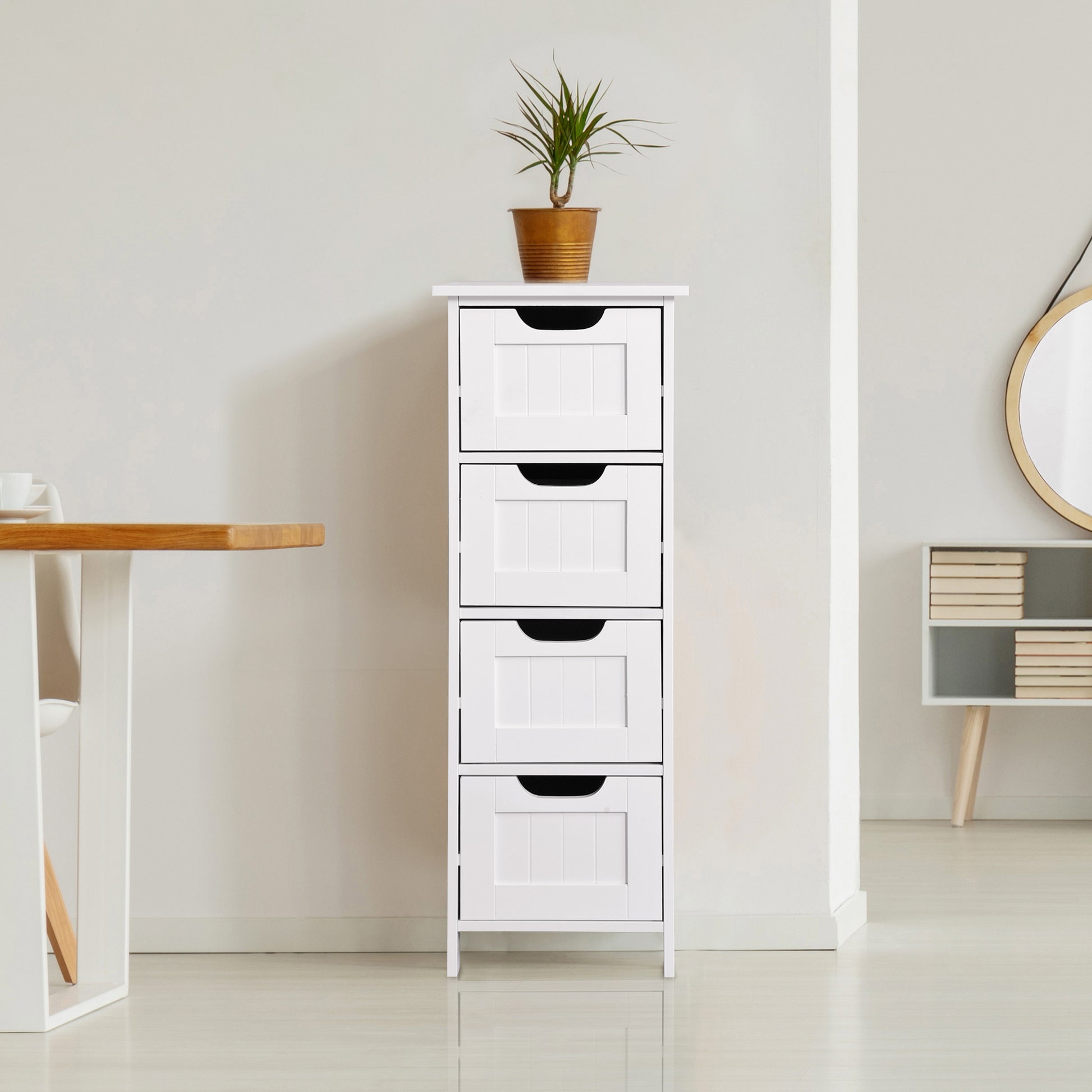 4 Drawers Free Standing Storage Cabinet for Bedroom and Bathroom- White_11