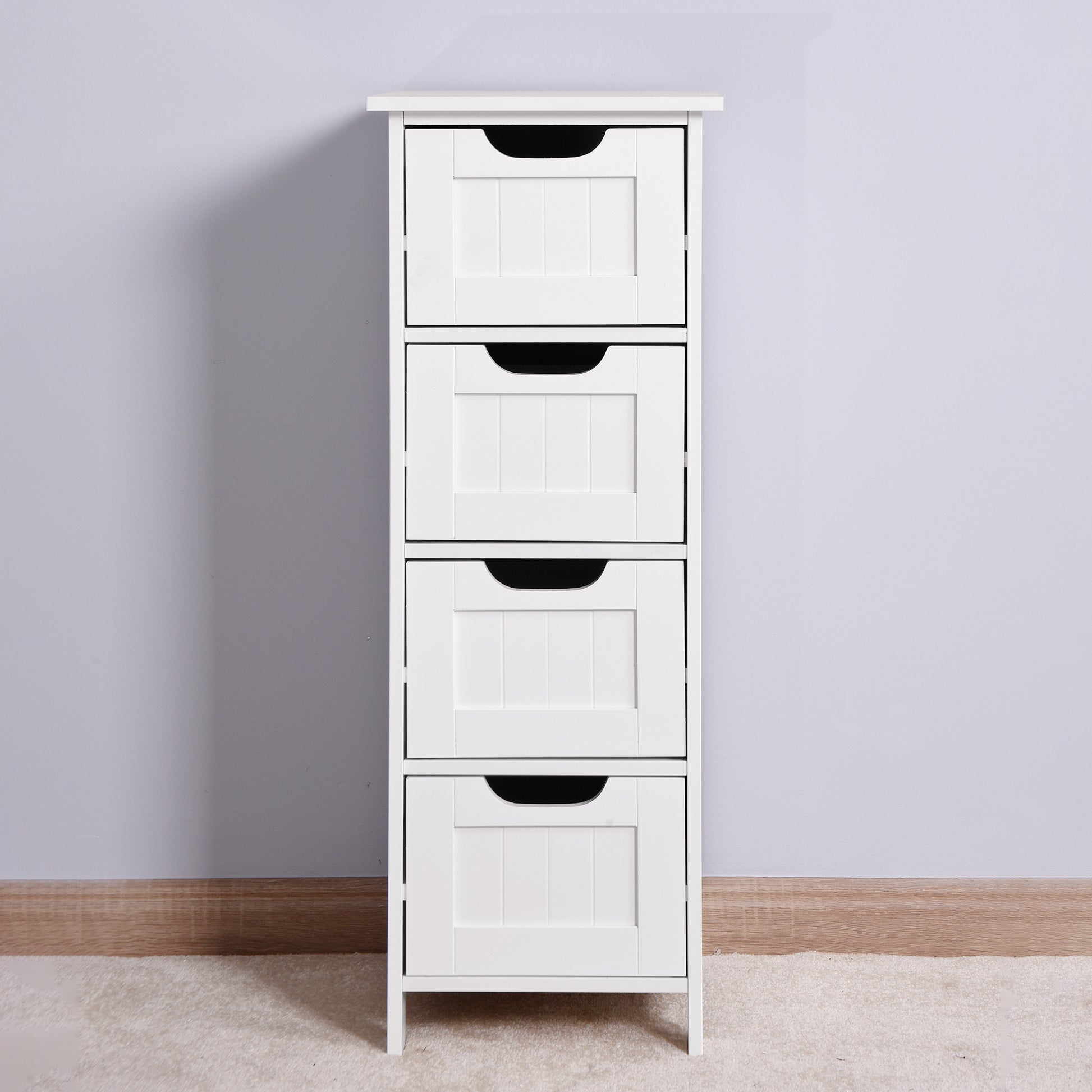 4 Drawers Free Standing Storage Cabinet for Bedroom and Bathroom- White_4