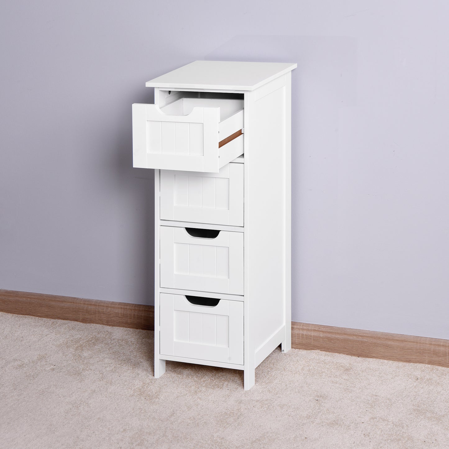 4 Drawers Free Standing Storage Cabinet for Bedroom and Bathroom- White_9