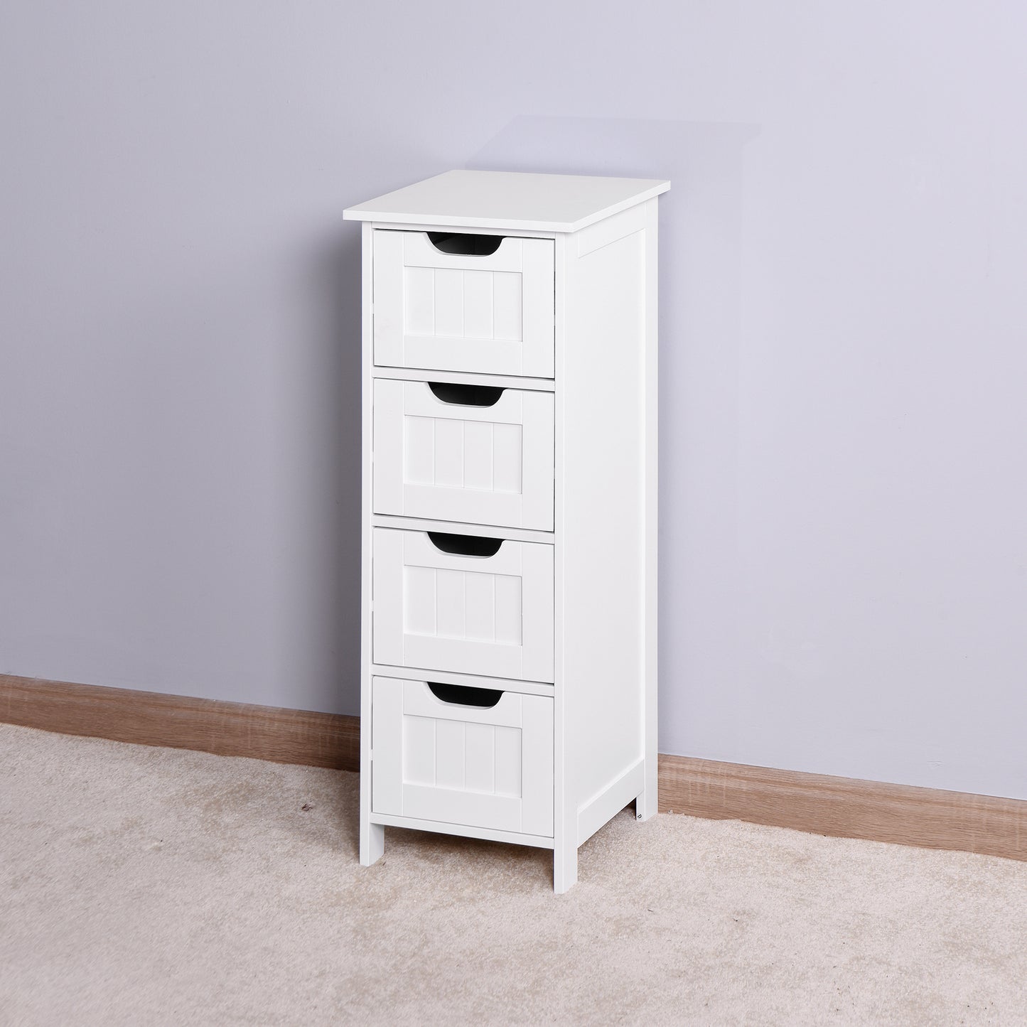 4 Drawers Free Standing Storage Cabinet for Bedroom and Bathroom- White_7