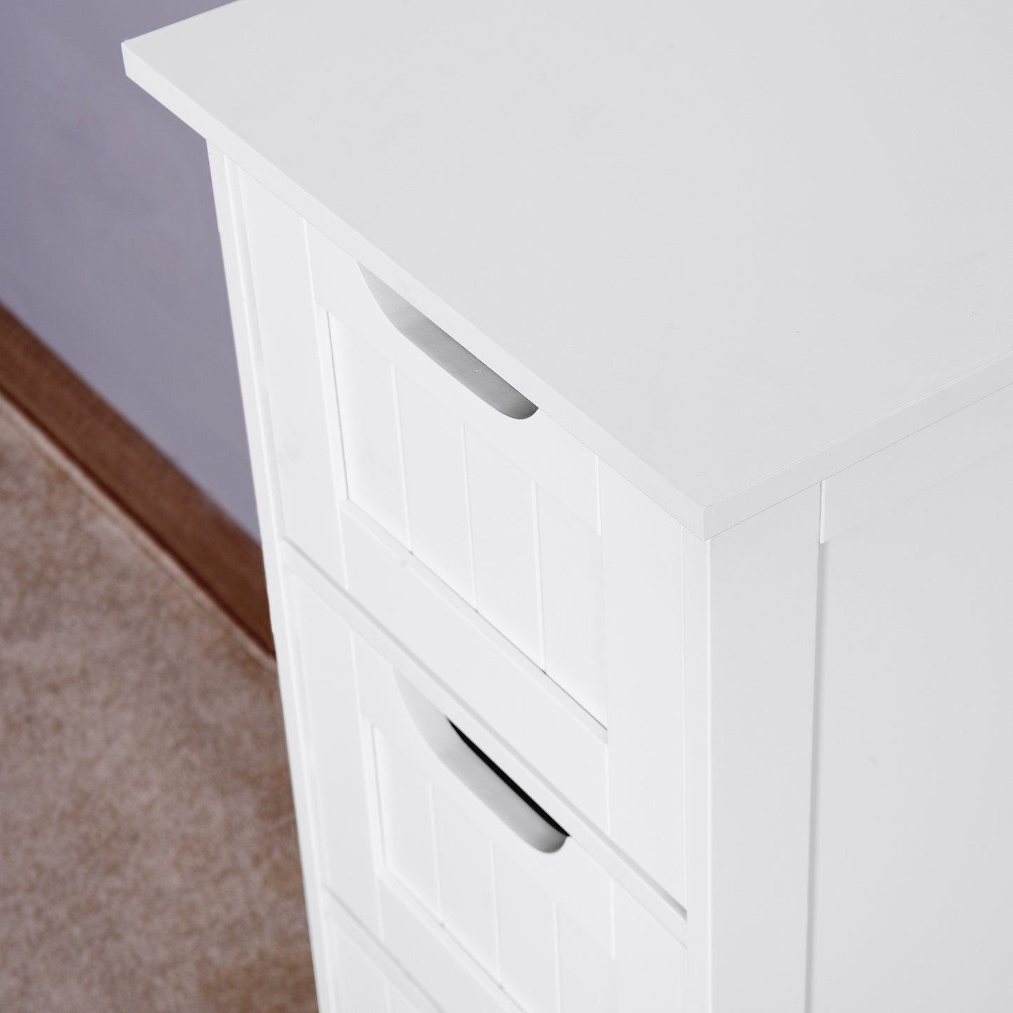 4 Drawers Free Standing Storage Cabinet for Bedroom and Bathroom- White_8