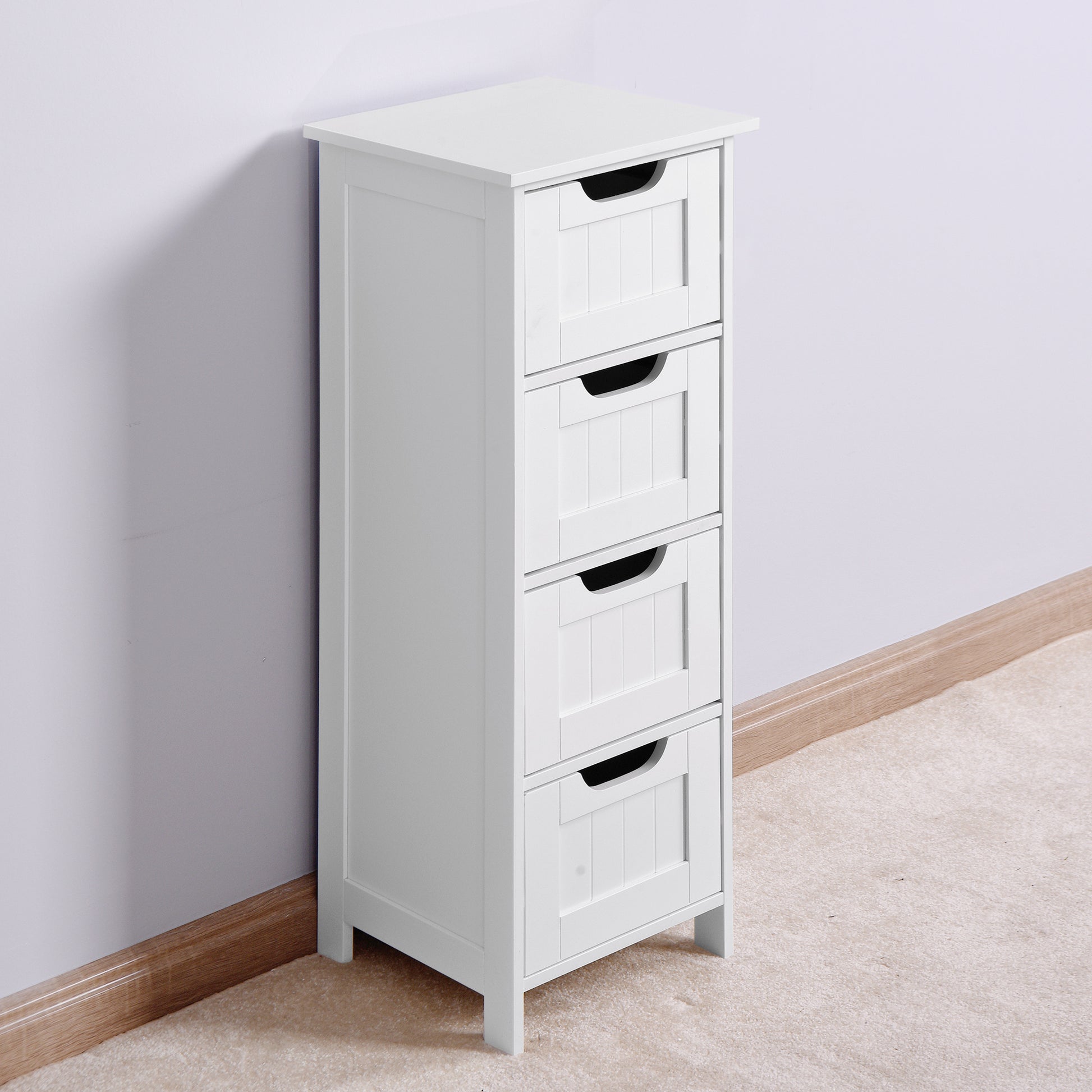 4 Drawers Free Standing Storage Cabinet for Bedroom and Bathroom- White_6