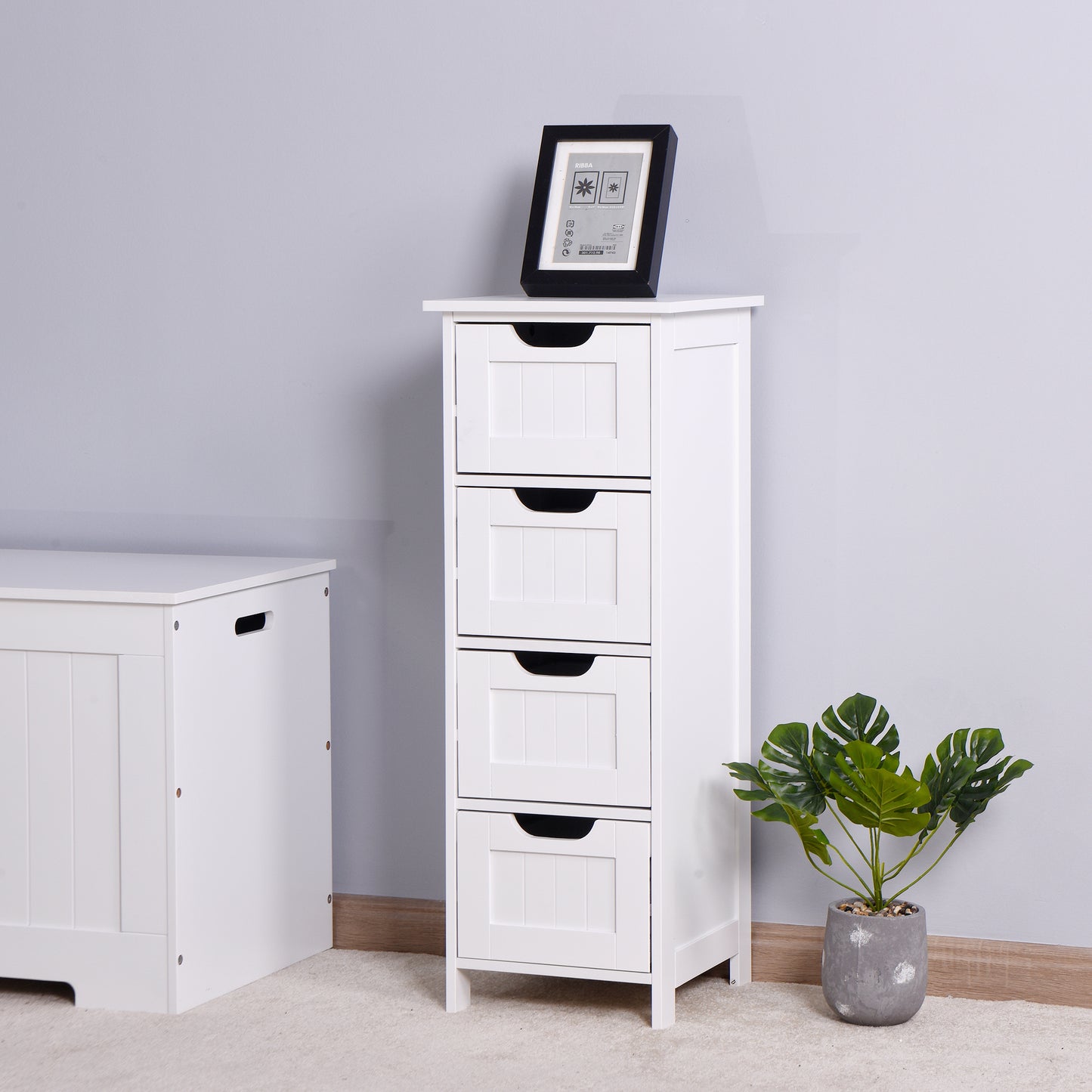 4 Drawers Free Standing Storage Cabinet for Bedroom and Bathroom- White_1