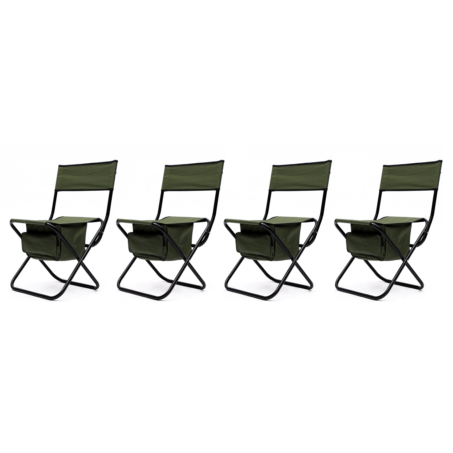 4 pcs Portable Outdoor Camping Fishing Picnic Chairs with Storage Bag- Green_4